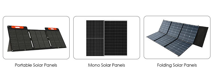 Three types of solar panels